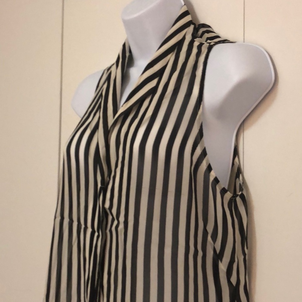 Jeunesse Silk Chiffon Black/White Striped Blouse - Picture 3 of 5